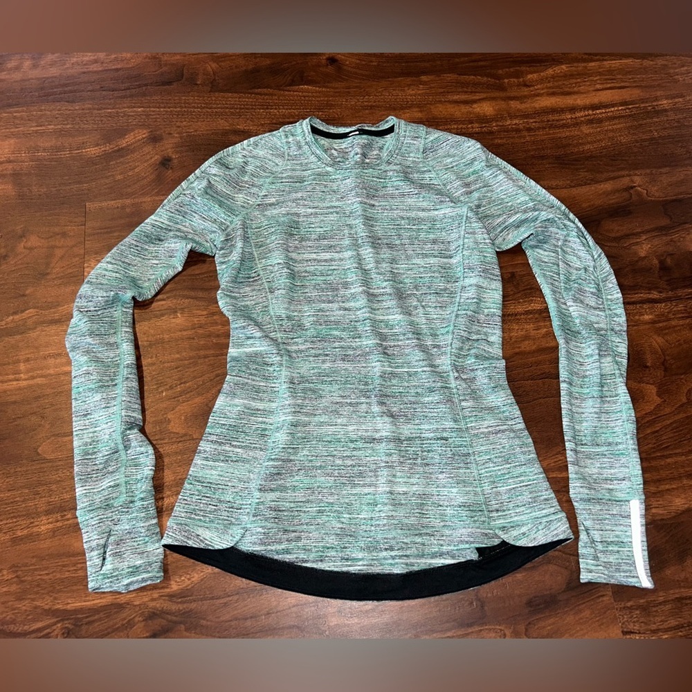 Lululemon Runderful Long Sleeve 
Space Dye Camo Forage Teal Black 
Size 8